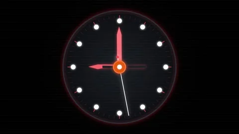 Clock hands advance across a dark Stock Footage 347633297