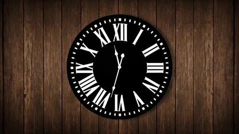 Clock hands keep going on just like human being's life - roman clock -  half day Stock Footage 105403576