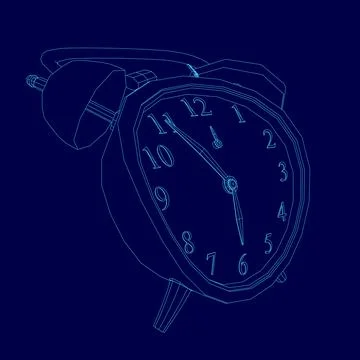 Clock with the hands on the number 11 and 6. The clock is blue Stock Illustration