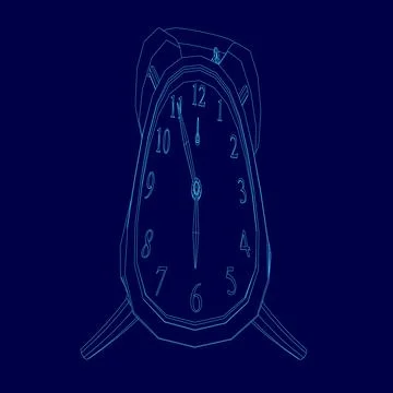 Clock with the hands on the number 11 and 6. The clock is blue Stock Illustration