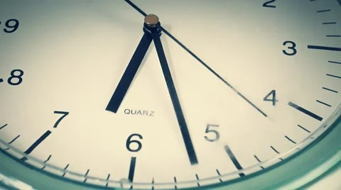 Clock hands ticking, macro shot from above, time is 6.27 動画素材 46023549