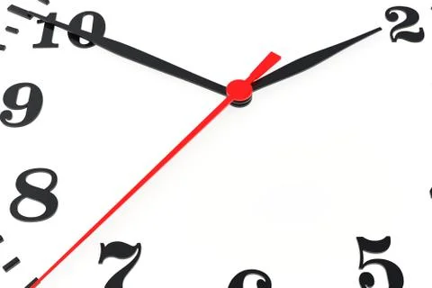 Clock hands on white background. Copy space for your background. 3d rendering 스톡 일러스트