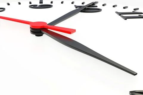 Clock hands on white background. Copy space for your background. 3d rendering Stock Illustration