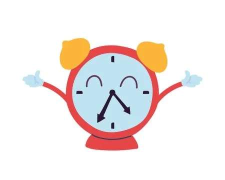 Clock with happy face cartoon 스톡 일러스트