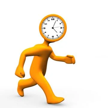 Clock head run Stock Illustration