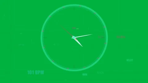 Clock HUD starting on TICK, hands rotating, counters updating lap,BPM for timing 動画素材 334118452