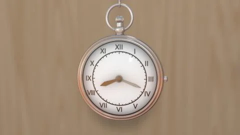 Clock hung with a chain, 3D illustration Stock Illustration