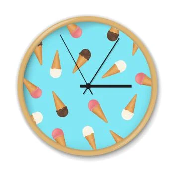 Clock With Ice Cream Pattern Stock Illustration