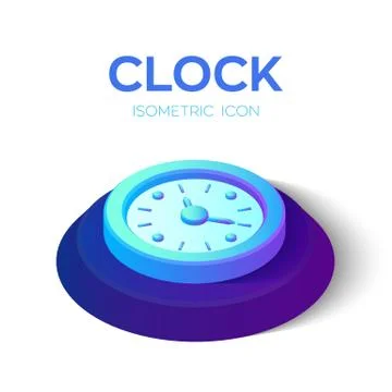Clock Icon. 3D Isometric Clock sign. Time symbol. Created For Mobile, Web, De Stock Illustration
