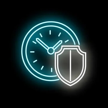 Clock icon and shield representing time protection Stock Illustration