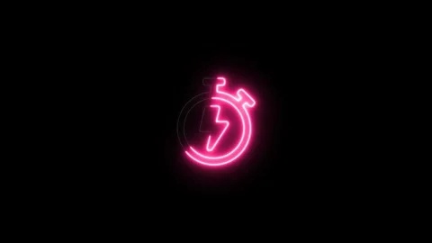 Clock icon animation glowing neon pink and blue color watch dial circle time Stock Footage 312004966