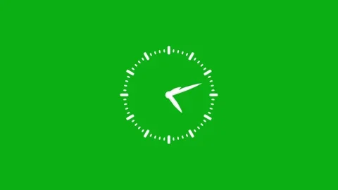 Clock icon animation on green screen background showing fast time passage w.. Stock Footage 331365396