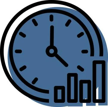 Clock icon with bar chart performance Stock Illustration