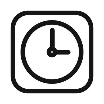 Clock icon black and white vector sign 库存插图