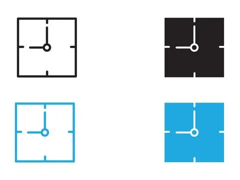 Clock icon black and white vector outline sign 库存插图