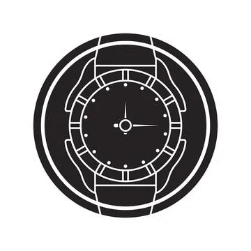Clock icon in black circle vector Stock Illustration