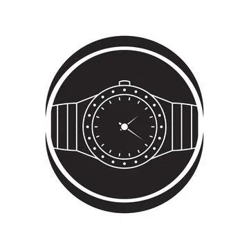 Clock icon in black circle vector Stock Illustration