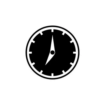 Clock icon. Black filled icon, white clock arrows Stock Illustration