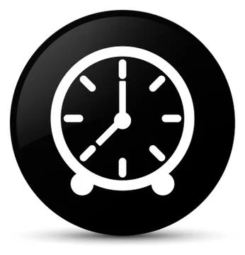 Clock icon black round button 스톡 일러스트