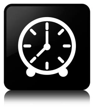 Clock icon black square button Stock Illustration