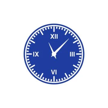 Clock icon with a blue dial Stock Illustration