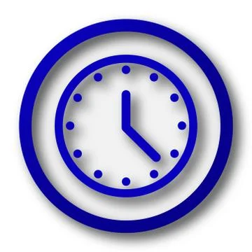 Clock icon. Blue internet button on white background.. Stock Illustration