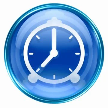 Clock icon blue, isolated on white background 스톡 일러스트