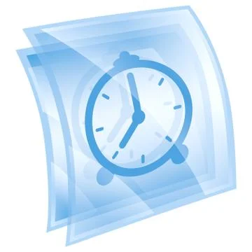 Clock icon blue, isolated on white background. Illustrazione stock