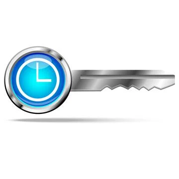 Clock icon on blue key Stock Illustration