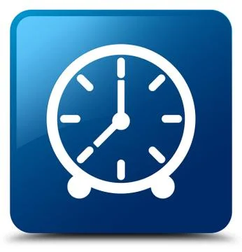 Clock icon blue square button Stock Illustration
