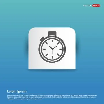 Clock Icon - Blue Sticker button Stock Illustration