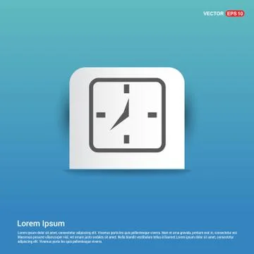 Clock Icon - Blue Sticker button Stock Illustration