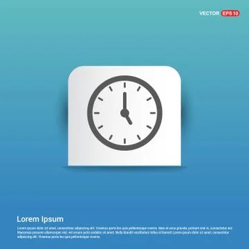 Clock Icon - Blue Sticker button Stock Illustration