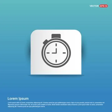 Clock Icon - Blue Sticker button Stock Illustration