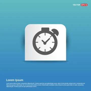 Clock Icon - Blue Sticker button 스톡 일러스트