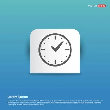 Clock Icon - Blue Sticker button Illustrazione stock