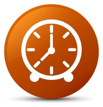 Clock icon brown round button Stock Illustration
