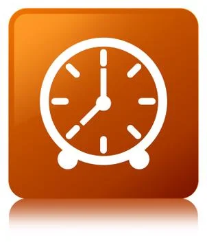 Clock icon brown square button Stock Illustration