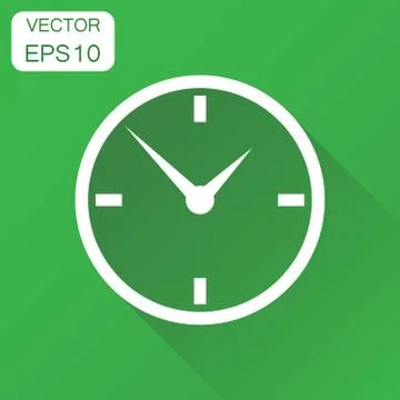 Clock icon. Business concept timer pictogram. Vector illustration on green ba Stock Illustration