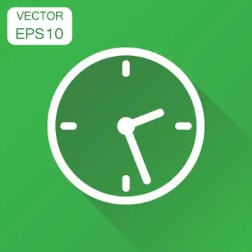 Clock icon. Business concept timer pictogram. Vector illustration on green ba Stock Illustration