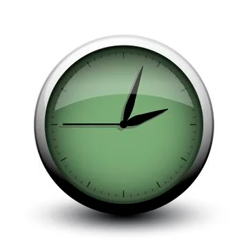 Clock icon on button on white background Illustrazione stock