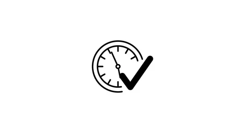 Clock icon with checkmark animation isolated on white background Stock Footage 337839177