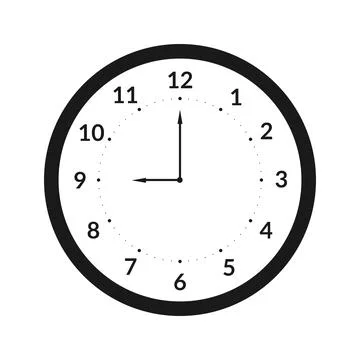 Clock Icon. Clock Circle Shape. Analog Clock Flat Design. Vector Illustration. Stock Illustration