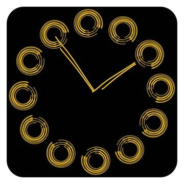 Clock icon Clock icon, isolated on the black background, vector. Copyright... Foto stock