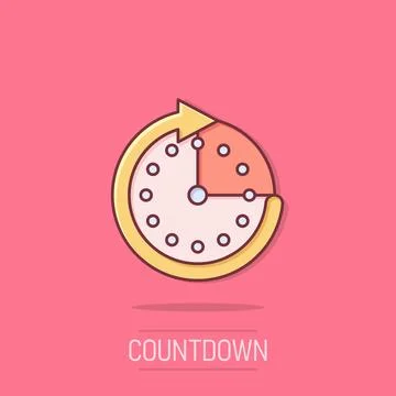 Clock icon in comic style. All day business and service cartoon vector illu.. Illustrazione stock