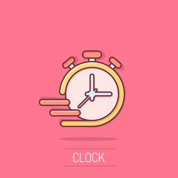 Clock icon in comic style. All day business and service cartoon vector illu.. Stockillustratie