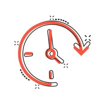 Clock icon in comic style. Watch cartoon vector illustration on white isolate Stockillustratie