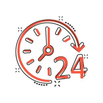 Clock icon in comic style. Watch cartoon vector illustration on white isolate Ilustración de archivo