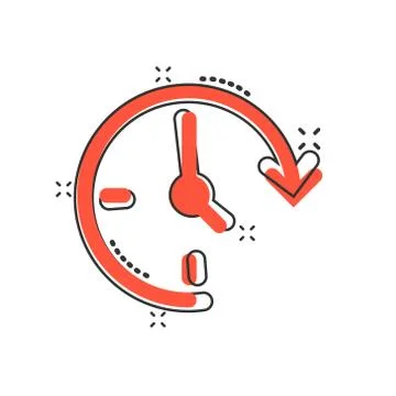Clock icon in comic style. Watch cartoon vector illustration on white isolate Stockillustratie