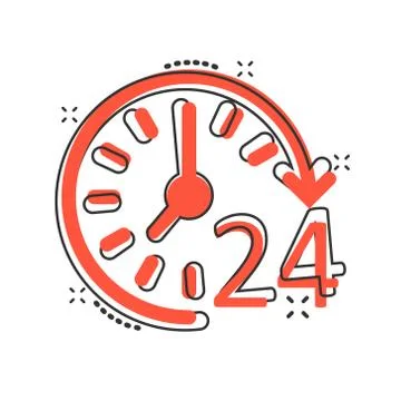 Clock icon in comic style. Watch cartoon vector illustration on white isolate Stock Illustration